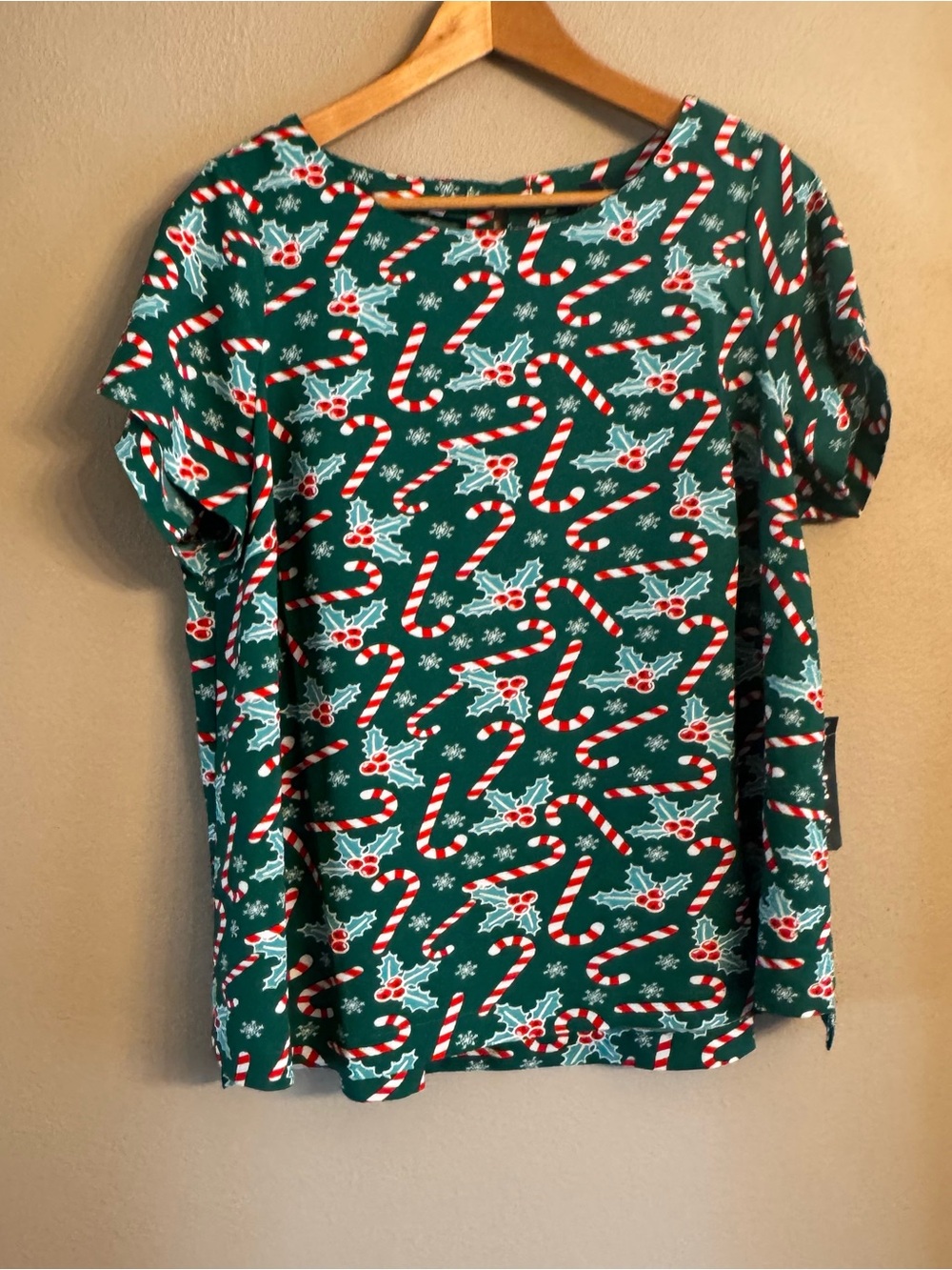 MODCLOTH Candy Cane Print Holiday Top